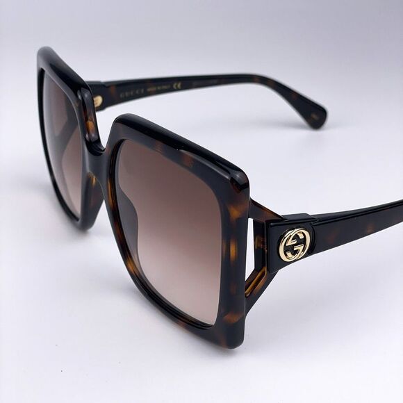 NEW Gucci Logo GG0876S 002 Havana Brown Gradient Rectangle Women Sunglasses - Picture 8 of 13